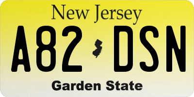 NJ license plate A82DSN
