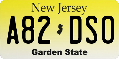 NJ license plate A82DSO