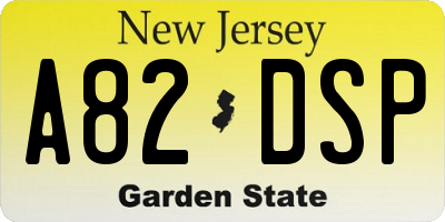 NJ license plate A82DSP