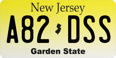 NJ license plate A82DSS