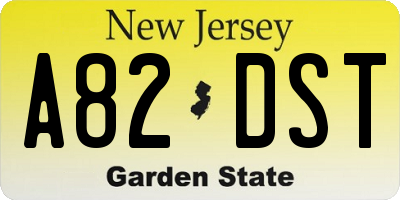 NJ license plate A82DST