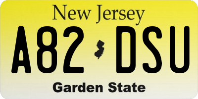 NJ license plate A82DSU