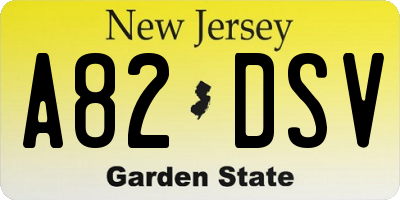 NJ license plate A82DSV