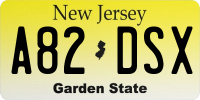 NJ license plate A82DSX