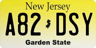 NJ license plate A82DSY