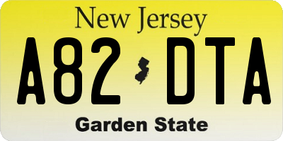 NJ license plate A82DTA