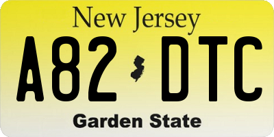 NJ license plate A82DTC