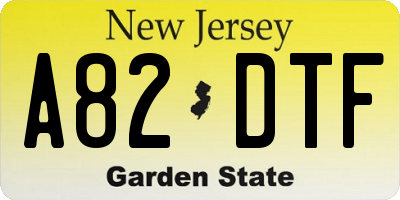 NJ license plate A82DTF