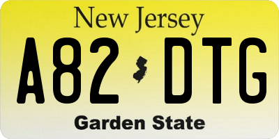 NJ license plate A82DTG