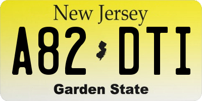 NJ license plate A82DTI