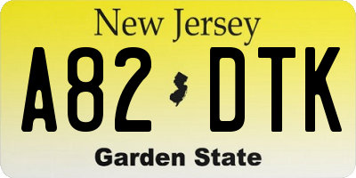 NJ license plate A82DTK