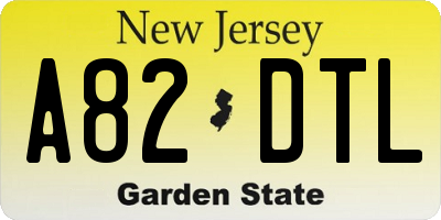 NJ license plate A82DTL