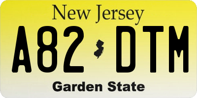 NJ license plate A82DTM