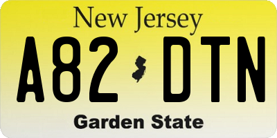 NJ license plate A82DTN