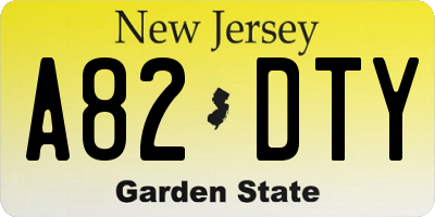 NJ license plate A82DTY