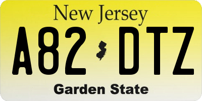 NJ license plate A82DTZ