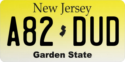 NJ license plate A82DUD