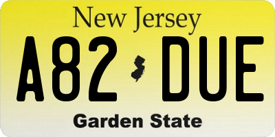 NJ license plate A82DUE