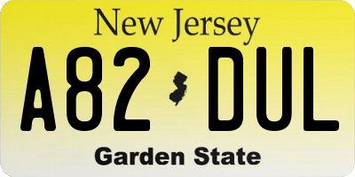 NJ license plate A82DUL