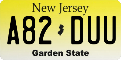 NJ license plate A82DUU