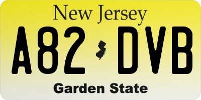 NJ license plate A82DVB