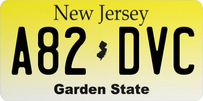 NJ license plate A82DVC
