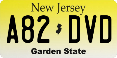 NJ license plate A82DVD