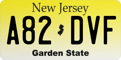 NJ license plate A82DVF