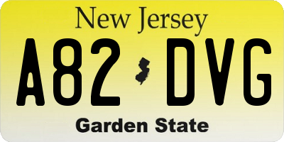 NJ license plate A82DVG