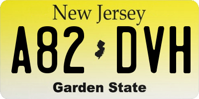 NJ license plate A82DVH