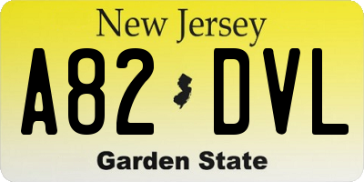 NJ license plate A82DVL