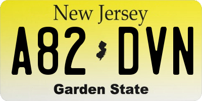 NJ license plate A82DVN