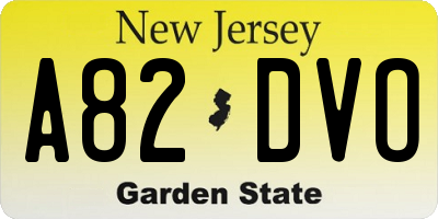 NJ license plate A82DVO
