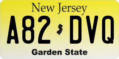 NJ license plate A82DVQ
