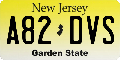 NJ license plate A82DVS
