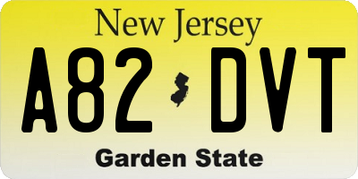 NJ license plate A82DVT