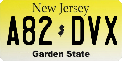 NJ license plate A82DVX
