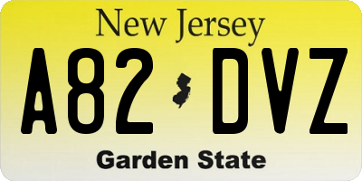 NJ license plate A82DVZ