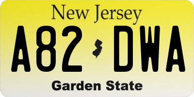 NJ license plate A82DWA