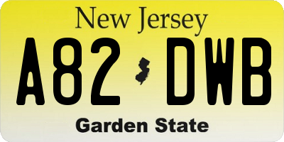 NJ license plate A82DWB