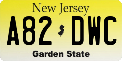 NJ license plate A82DWC