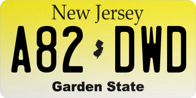 NJ license plate A82DWD