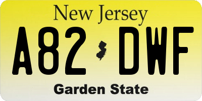 NJ license plate A82DWF
