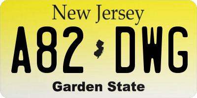 NJ license plate A82DWG