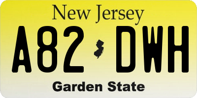 NJ license plate A82DWH