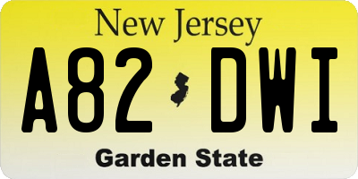 NJ license plate A82DWI
