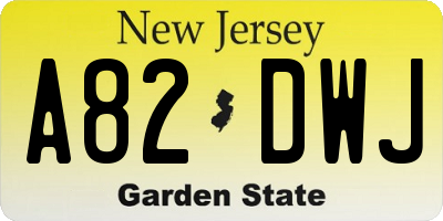 NJ license plate A82DWJ