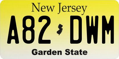NJ license plate A82DWM