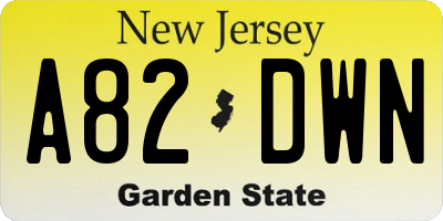 NJ license plate A82DWN