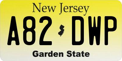 NJ license plate A82DWP